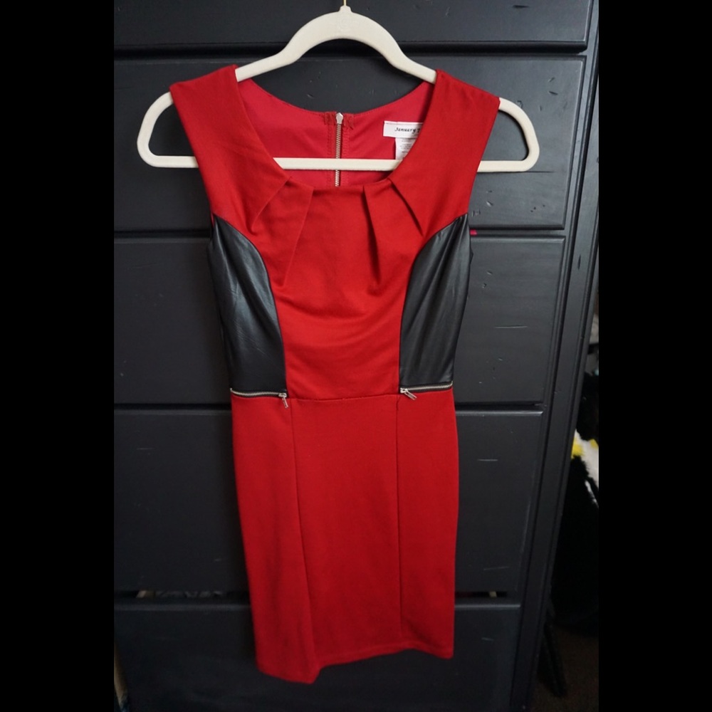 Red with faux leather dress